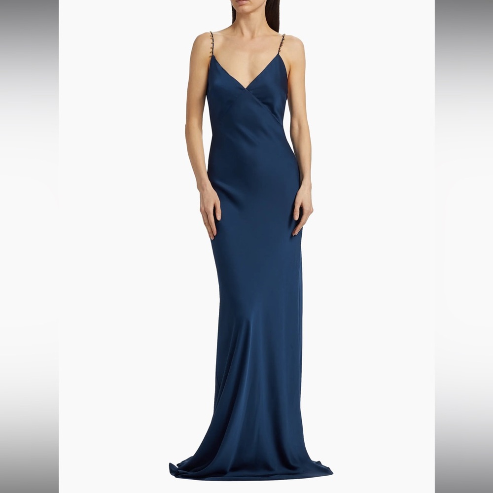 Ramy Brook Elena Embellished Maxi Slip Dress - Navy